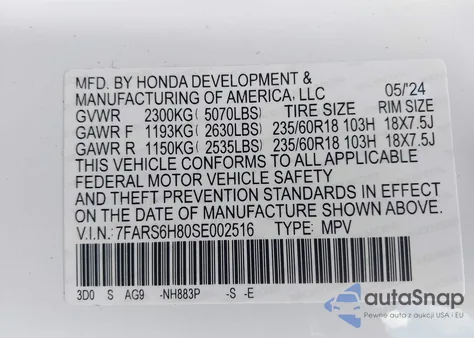 2025 Honda Cr-V Hybrid Sport-L z USA, uszkodzony, nr VIN 7FARS6H80SE002516